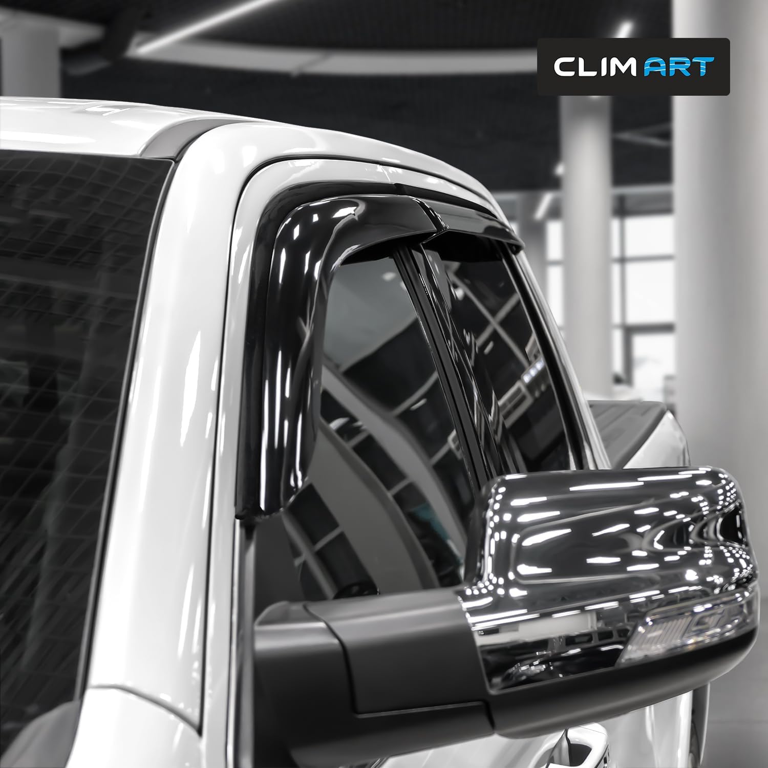 CLIM ART Incredibly Durable Rain Guards for Dodge RAM 1500 2019-2026 Quad Cab, Tape-on Window Deflectors, Vent Deflector, Vent Window Visors for Cars, Dark Smoke, Truck Accessories, 4 pcs- 419363