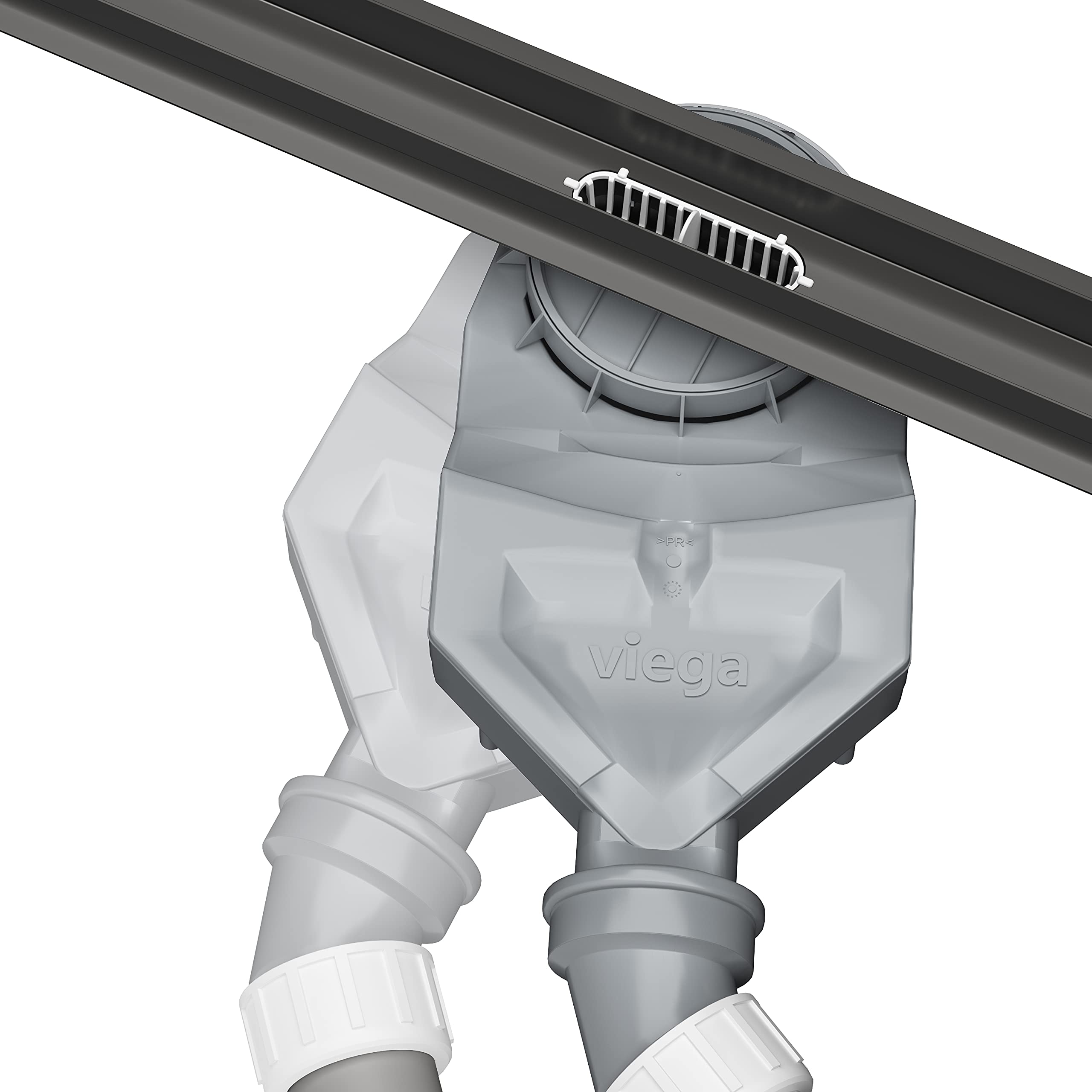 SET completo - Canalina Doccia 120 cm AQUABAD® Slim nero opaco in acciaio inox, incluso il setaccio per capelli, Advantix l'uscita orizzontale, la copertura "BORD" e il set di base
