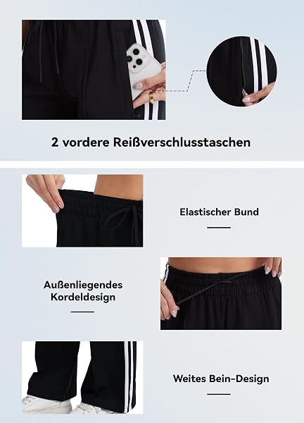 SAFORT Damen 71cm/76cm/81cm/86cm Jogginghose aus Baumwolle Sporthose weit Damen Freizeithose Sweathose Baggy mit Taschen für Alltag Causal - 4