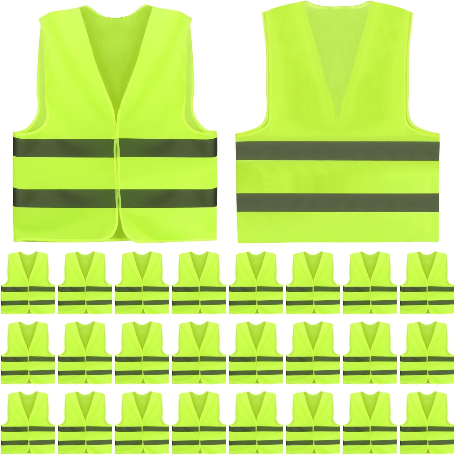 DJZZ 50 Pcs High Visibility Safety Vest Bulk Construction Vests Reflective Mesh Neon Security Vest for Event Men Women Work Volunteer