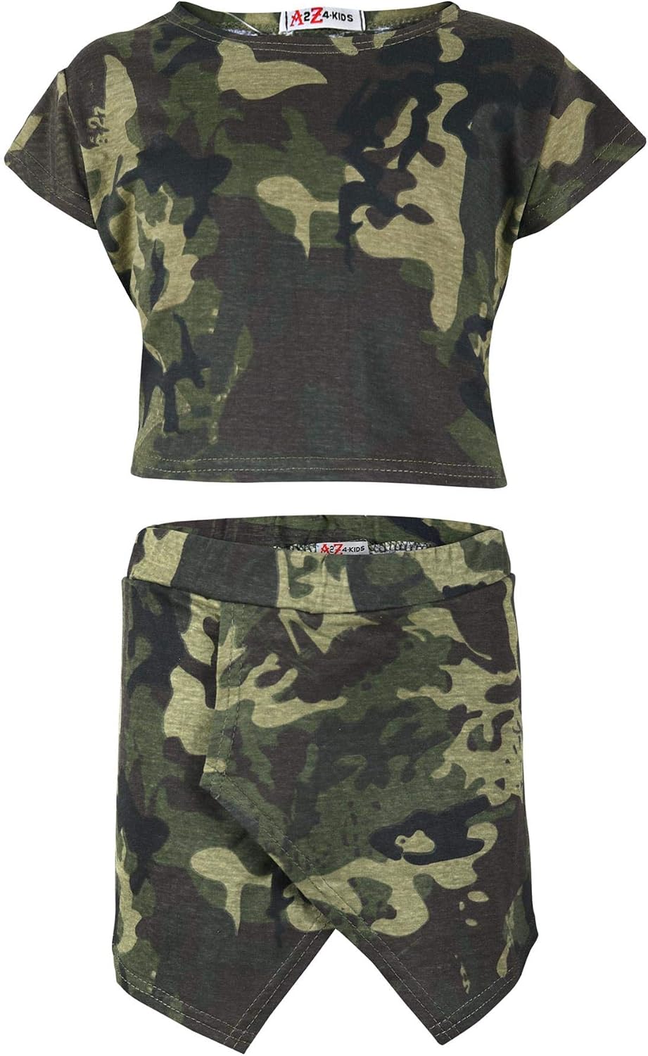 A2Z 4 Kids Girls Tropical Aztec Floral Tribal Crop Top & Skort Skirt Short 2 Piece Set 7-13