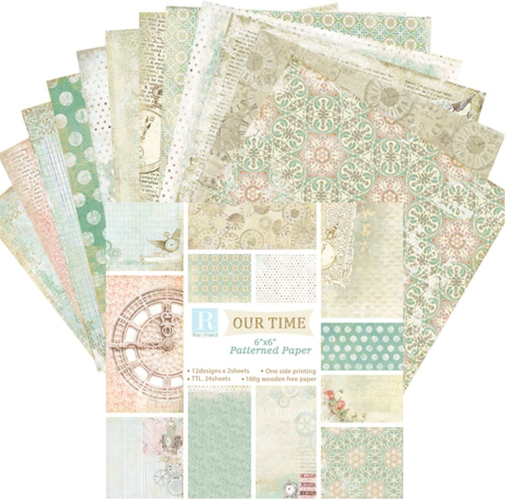 Scrapbooking Pads Paper, 24pcs Patterned Papers, Decorative Paper, Scrapbooking Supplies for Handmade Craft Design 15 * 15cm