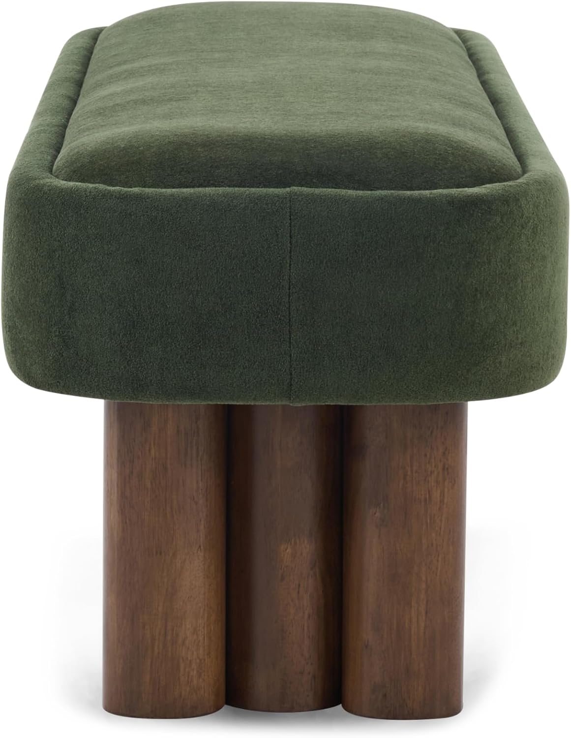 Virubi 60.04" L Indoor Upholstered Dining Bench with Walnut Color Legs, Modern Plush Beige Fabric End Bed Seating for Kitchen, Dining Room and Living Space,250lbs Capacity (Green, 60.04")