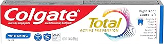 Colgate Total Active Prevention Travel Toothpaste, Whitening Toothpaste with Fluoride, Antibacterial, Mint, Clinically Proven Gum Health, Travel Size 1.4 oz