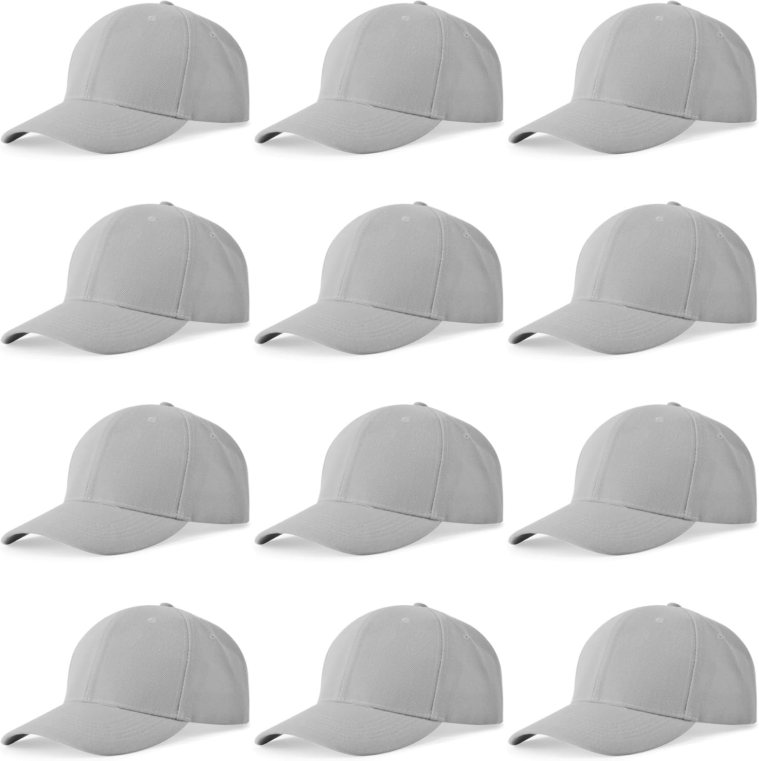 NOBONDO 12 Pack Unisex Baseball Caps - Bulk Wholesale Blank Plain Adjustable Hats for Men & Women