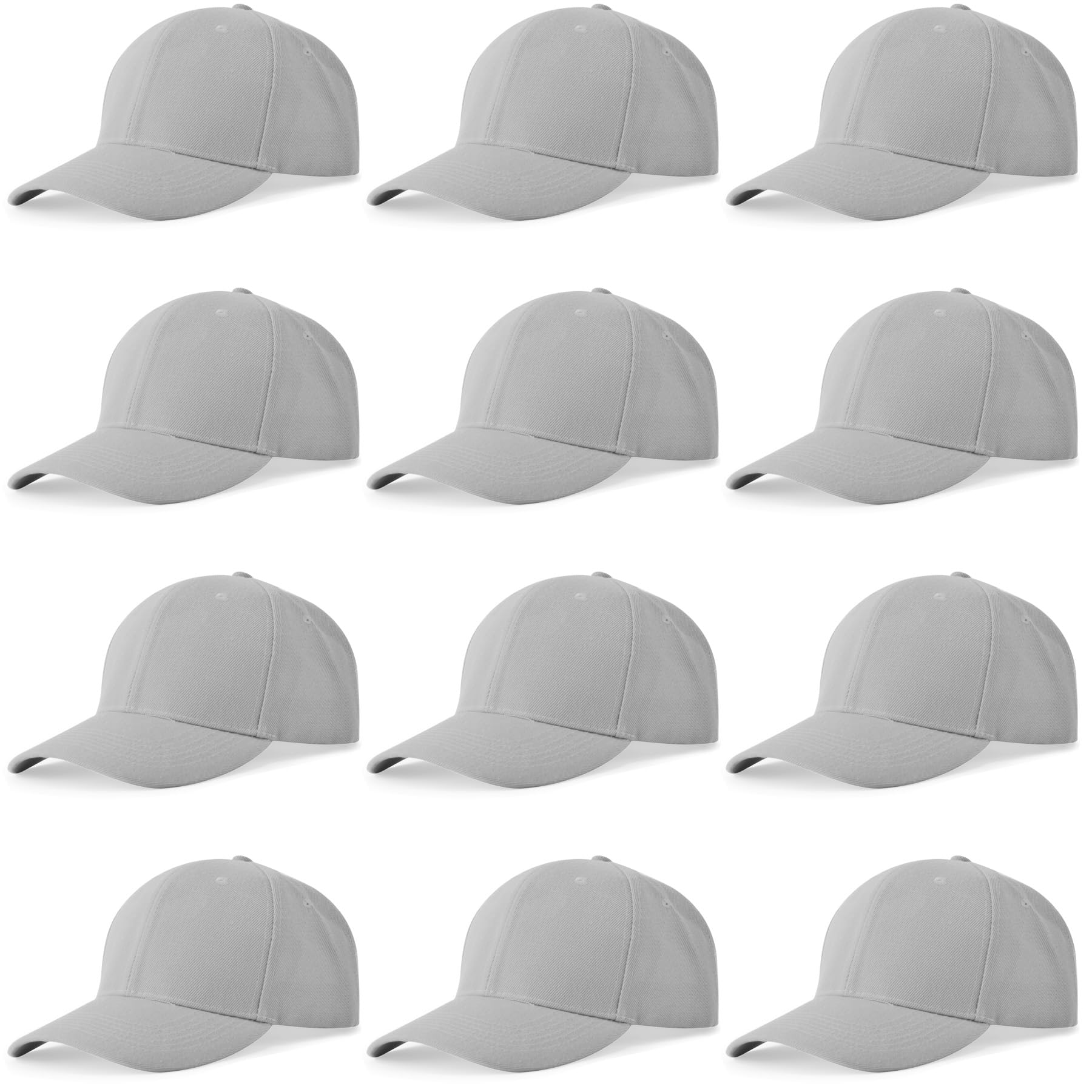 NOBONDONOBONDO 12 Pack Unisex Baseball Caps - Bulk Wholesale Blank Plain Adjustable Hats for Men & Women