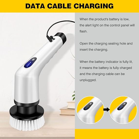 Power Electric Spin Scrubber with Dual Speeds,Cordless Power Shower Scrubber with 3 Replaceable Brush Heads,Handheld Cleaning Brush for Tile,Tub,Floor,Ceramic Tiles,Window