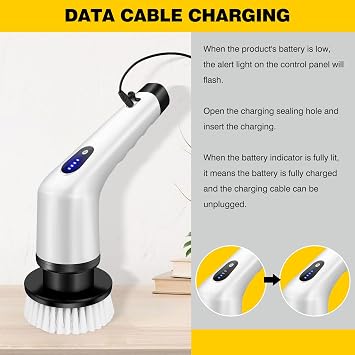 Power Electric Spin Scrubber with Dual Speeds,Cordless Power Shower Scrubber with 3 Replaceable Brush Heads,Handheld Cleaning Brush for Tile,Tub,Floor,Ceramic Tiles,Window