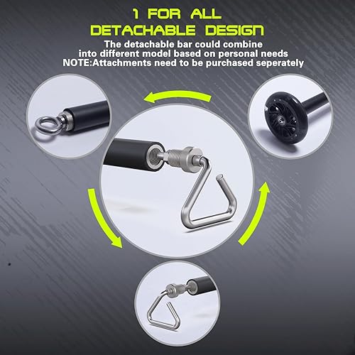 Miniatura 5 de GEKU FIT Barra de banda de resistencia, barra de entrenamiento desmontable de longitud ajustable para entrenamiento de banda de resistencia,
