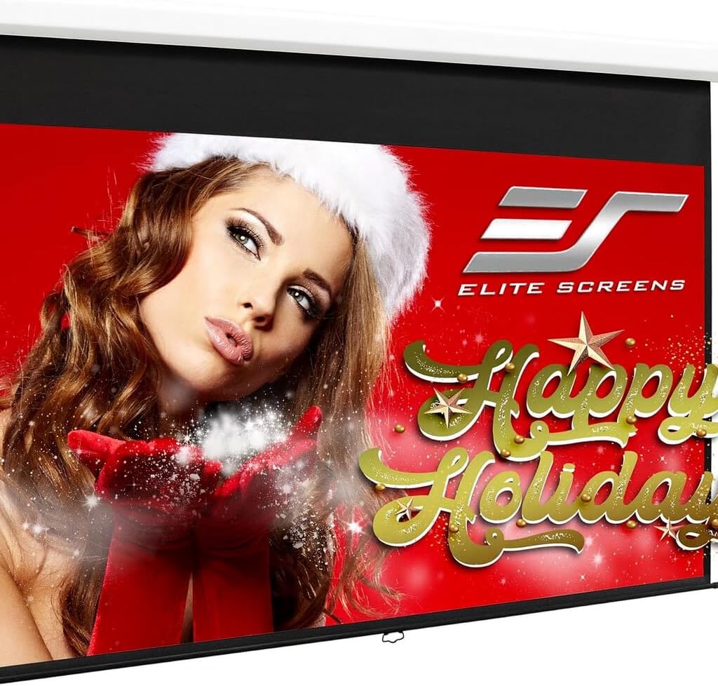 Manual B 100-INCH Manual Pull Down Projector Screen Diagonal 16:9 Diag 4K 8K 3D Ultra HDR HD Ready Home Theater Movie Theatre White Projection Screen with Slow Retract Mechanism M100H