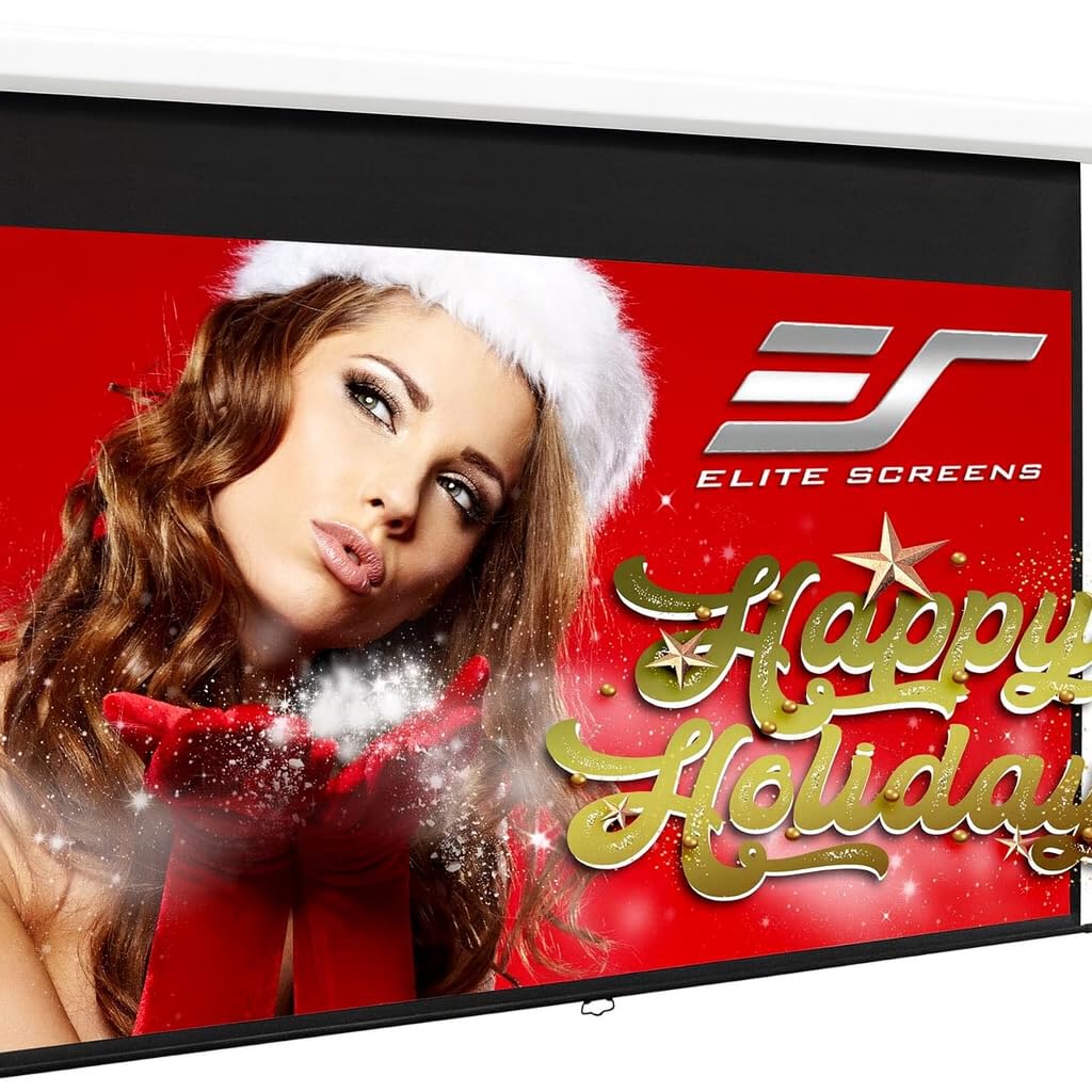 Elite Screens Manual B, 100-INCH Manual Pull Down Projector Screen Diagonal 16:9 Diag 4K 8K 3D Ultra HDR HD Ready Home Theater Movie Office Presentation, M100H