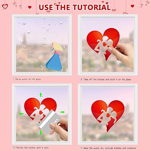 Miniatura 5 de 116 calcomanías para ventana del día de San Valentín para cristal de doble cara con forma de corazón y gnomo para decoración de boda día de San