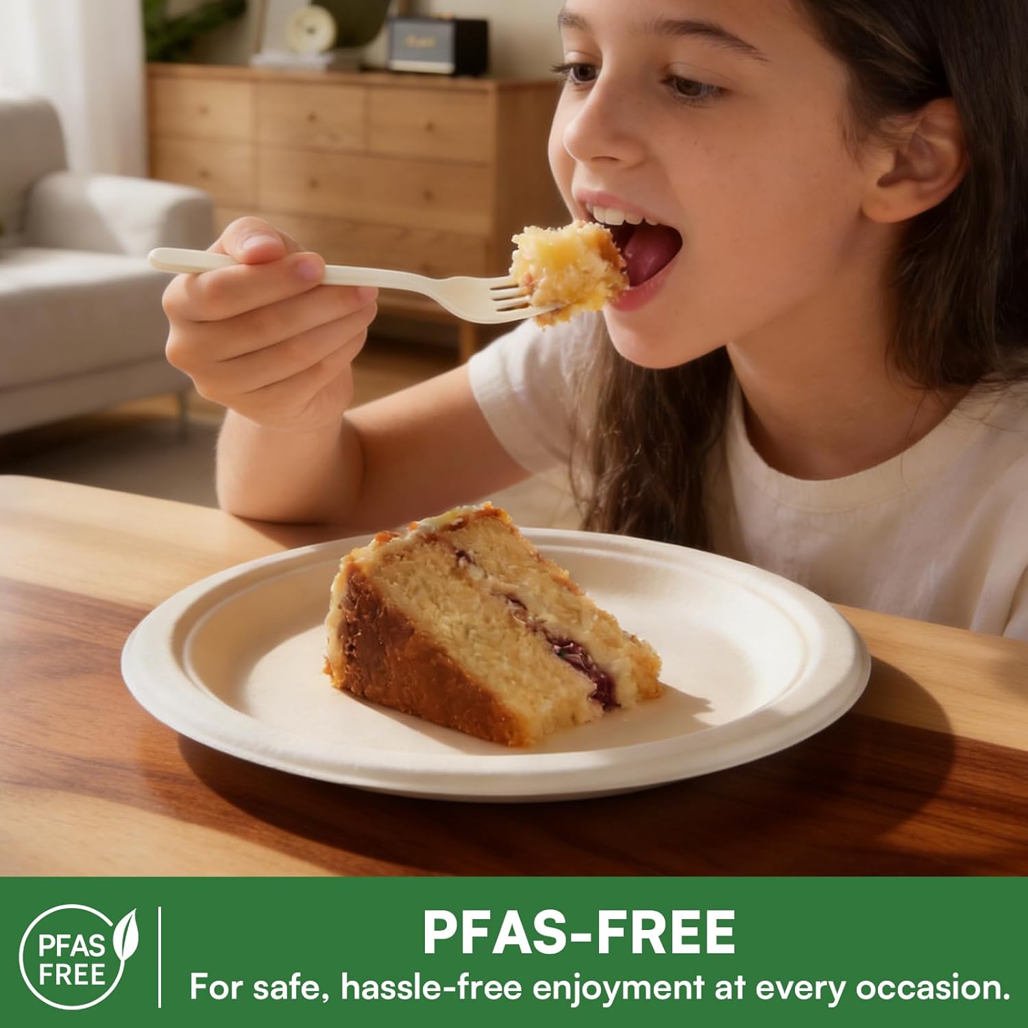 Disposable Paper Plates 10 Inch, 100% Compostable Plates 100 Pack, Eco-Friendly, (PFAS-Free) Biodegradable Sugarcane Bagasse Dinner Plates for Dessert, Cake, Appetizer (Microwave Safe) (BPI Certified)