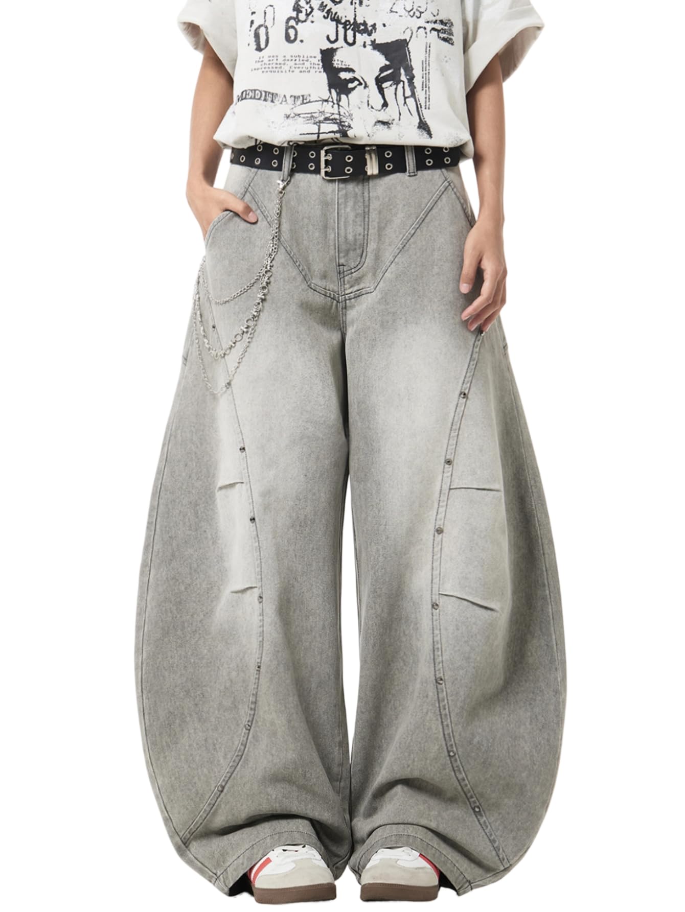 Pantalones vaqueros holgados para hombre, estilo hip hop, corte holgado, con forma de pierna ancha, informales