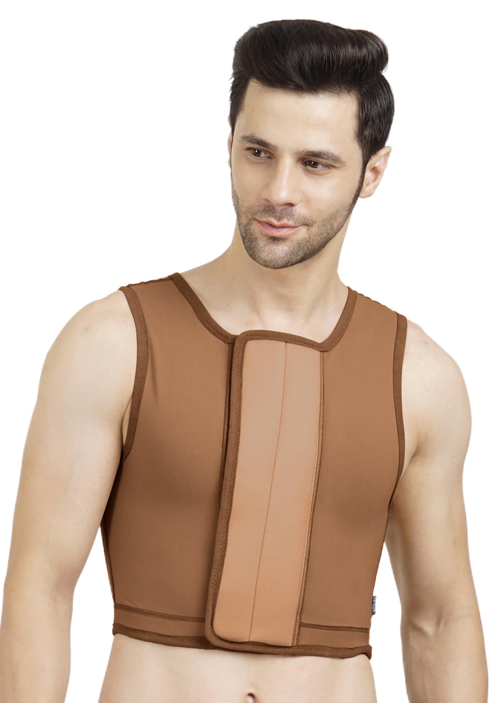 Gynecomastia Short Vest || HIGH COMPRESSION || Velcro Closure || Chest Shapewear || Comfortable for Men || Tomboy Chest Binder || Shapewear for Post-Surgery |-picture-32