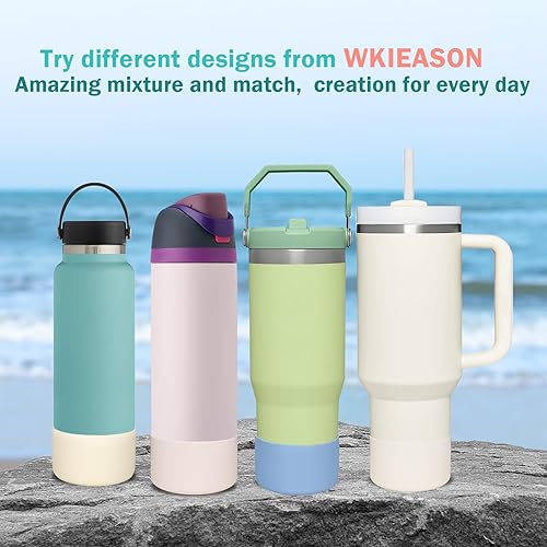 Vista 50 de WK IEASON 2 Pcs Tumbler Bottom Protector Boot for Stanley Quencher Adventure 40oz & Stanley IceFlow 20oz 30oz, Stealth Landing-2.83inch Bottom