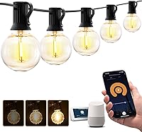 Vista 10 de XMCOSY+ Guirnalda de luces inteligentes para exteriores, luces de patio G40 de 75 pies con 34 bombillas LED regulables, control WiFi y aplicación