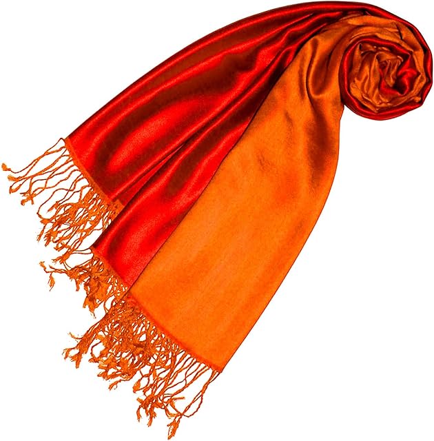 Lorenzo Cana Pashmina szal damski szal dwustronny 70% jedwab 30% wiskoza chusta szalowa 70 x 190 cm dwukolorowy szal etola chusta do koperty dwustronna Double Face