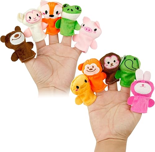 Miniatura 7 de Sealive 10 marionetas de dedo para niños pequeños, juguetes de terciopelo suave de animales del bosque, perfectos para juegos de rol, aprendizaje en