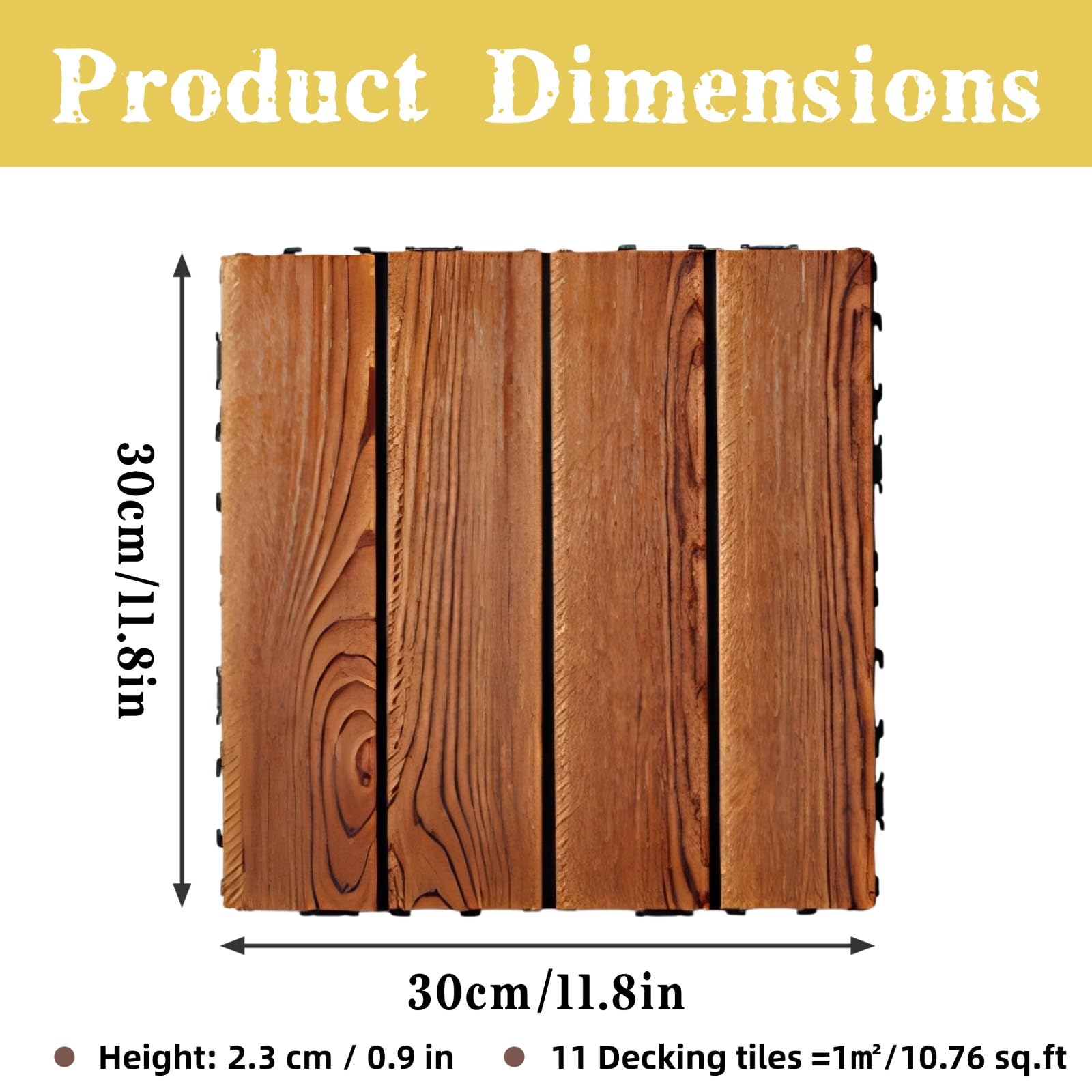 Suelos de Madera para Exterior, Baldosas Entrelazadas,Cubiertas de Jardín Impermeables con Sistema de Drenaje para Balcón Piscina Patio Terraza(Size:30x30x2.3cm(20pcs))