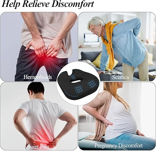 Miniatura 2 de Dexspoeny Almohada de dona, cojín de asiento para aliviar el dolor de coxis, cojín de espuma viscoelástica para asiento de embarazo posparto, ayuda