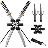 Spooktacular Creations Ninja Swords, Backpack Weapon Toy Set with Swords and Knives for Kids, Ninja Costume Accessories for Cosplay, Dress-up Party Black