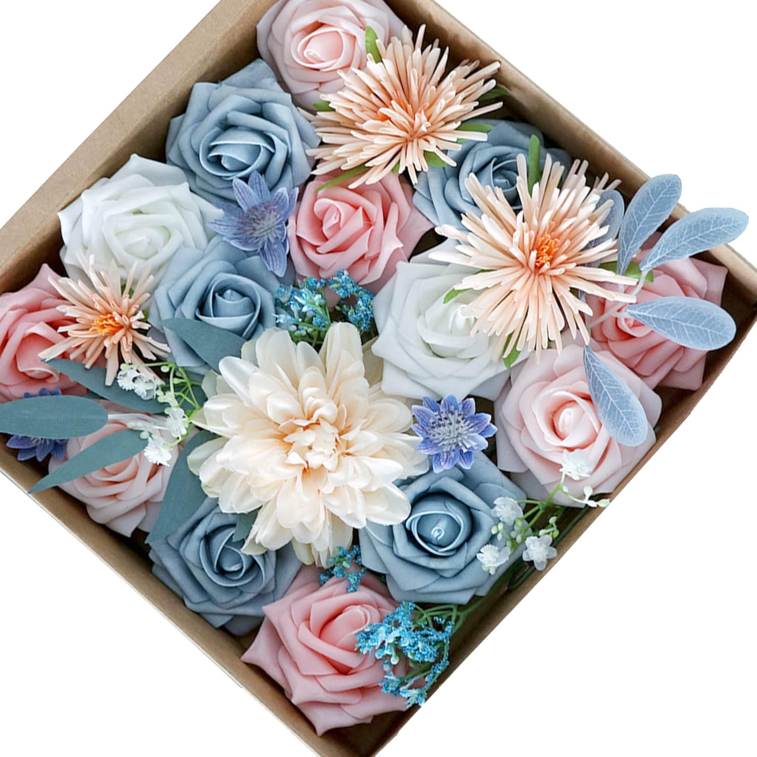 PIDRTUO Artificial Flowers Box Set Roses Eucalyptus