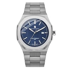 SAPPHERO Men Watches Octagonal Stainless Steel Quartz Fashion Business Mens Watch 50 Meter Water Resistant Analog Movement Multifunction