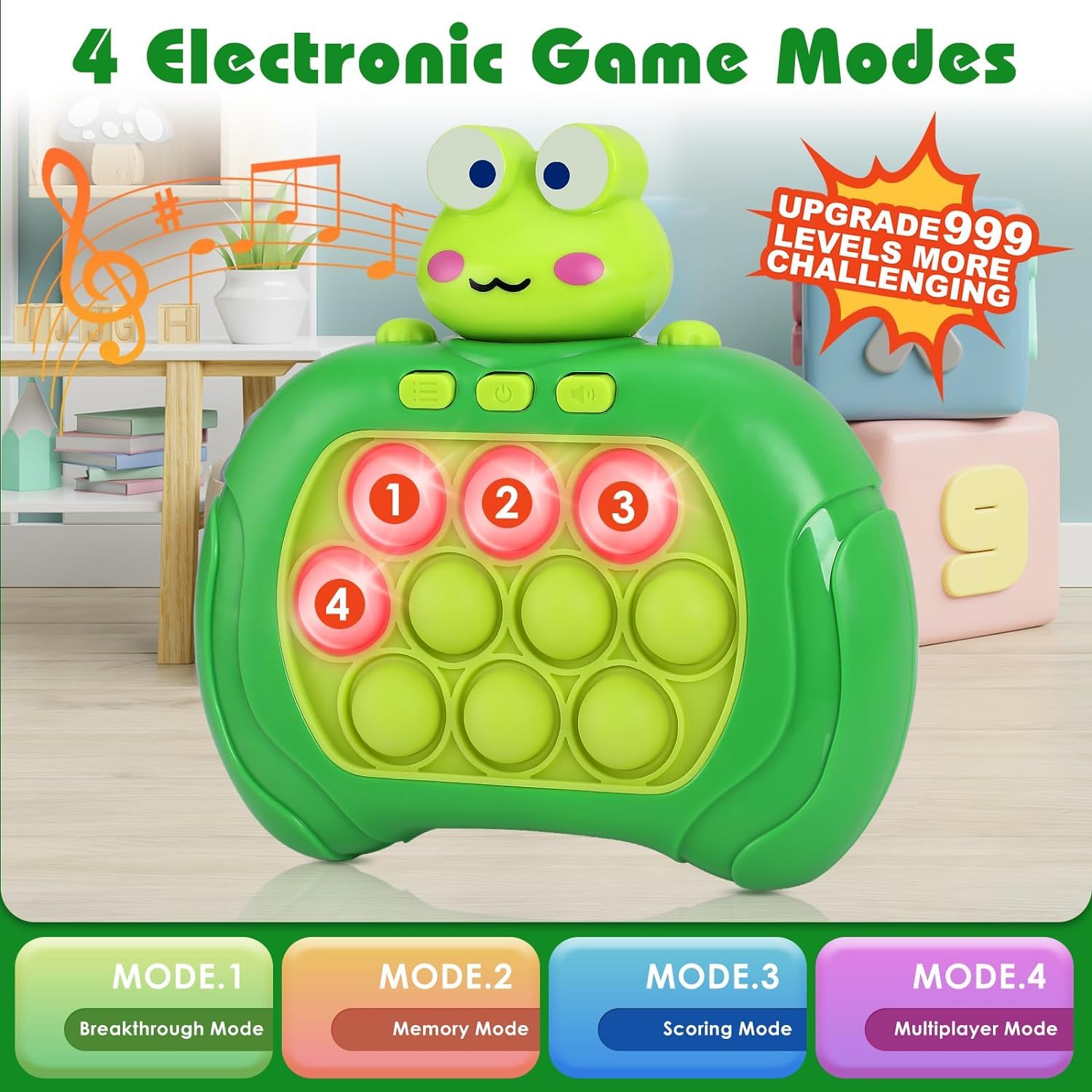 SUPER JOY Quick Push Bubble Game Bambini Mini-Handheld Elettrico Fidget Game Toys Push Game Relieving Stress Fidget Giocattoli per Ragazzi, Ragazze, Ragazzi Rana