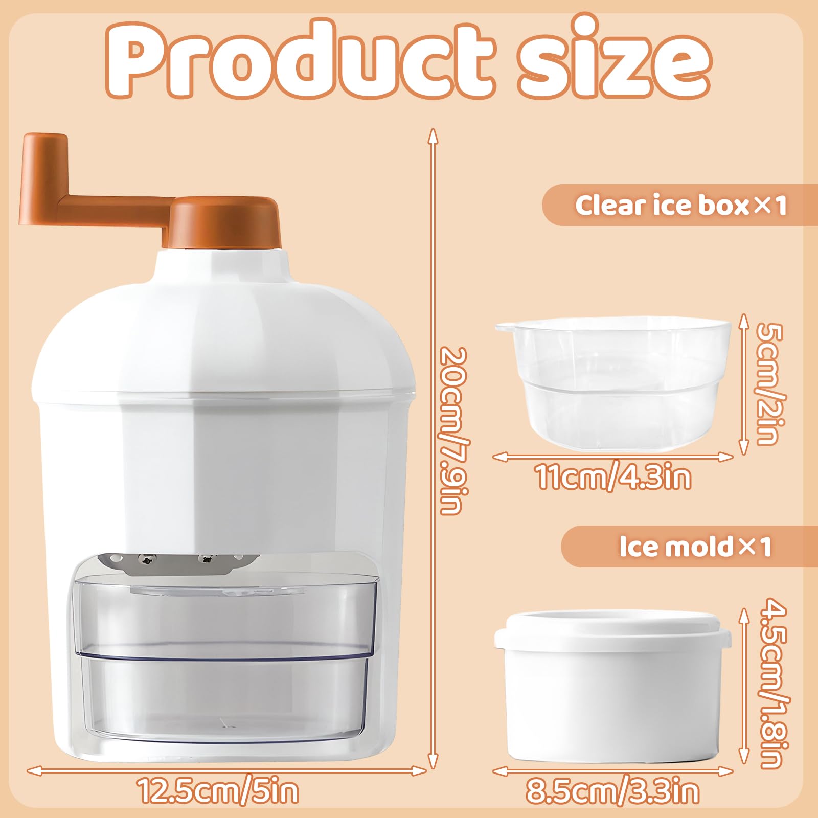 CIYIN Tritaghiaccio Manuale, Macchina per Ghiaccio, Tritaghiaccio per Granite, Macchina del Ghiaccio da Casa, con Vassoi per Cubetti di Ghiaccio, per Bar Cucina Ghiacciata