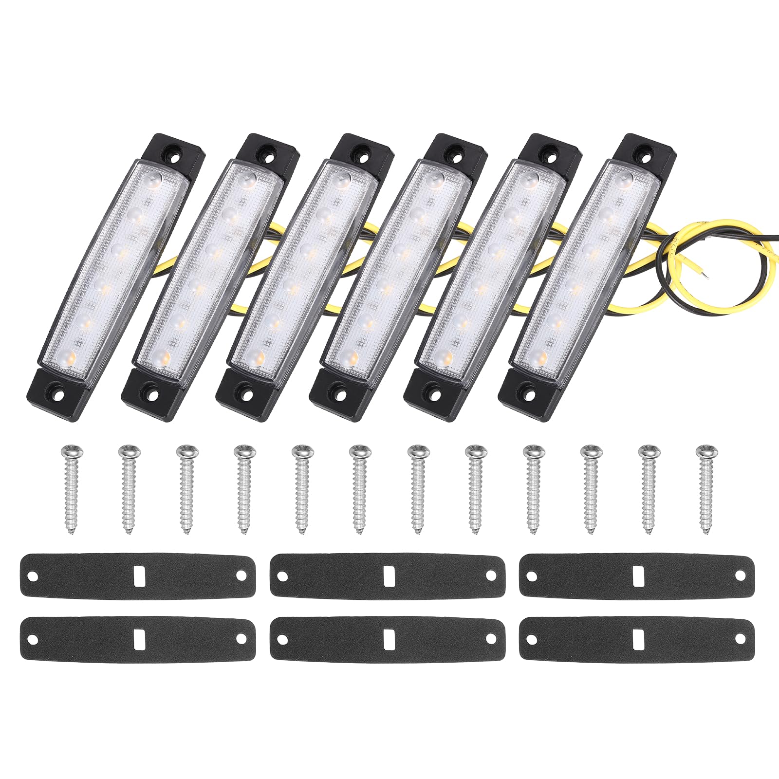 sourcing map 6Pack Navigation Lights for Boats LED, 12V/24V Yellow Boat Interior Lights Waterproof Clearance Stern Lamp for Kayak, Yacht, Truck, Lorry, Deck, Transparent Plastic Housing