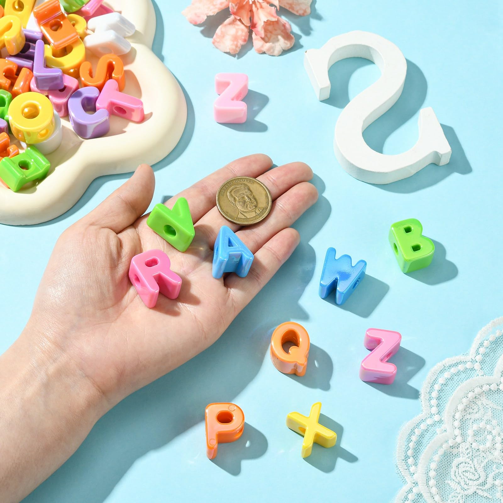 KitBeads 52Pcs 26 Styles Large Letter Beads Colorful Chunky Acrylic A~Z Alphabet Beads for Bracelets Jewelry Making Necklaces Earrings Crafts Bulk - Image 2