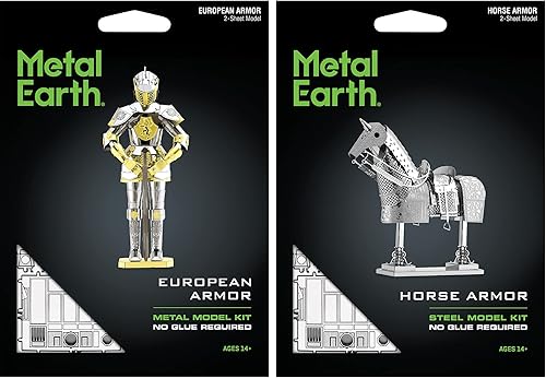 Miniatura 2 de Metal Earth Fascinations - Juego de 2 armaduras de metal 3D, caballero europeo - Caballo