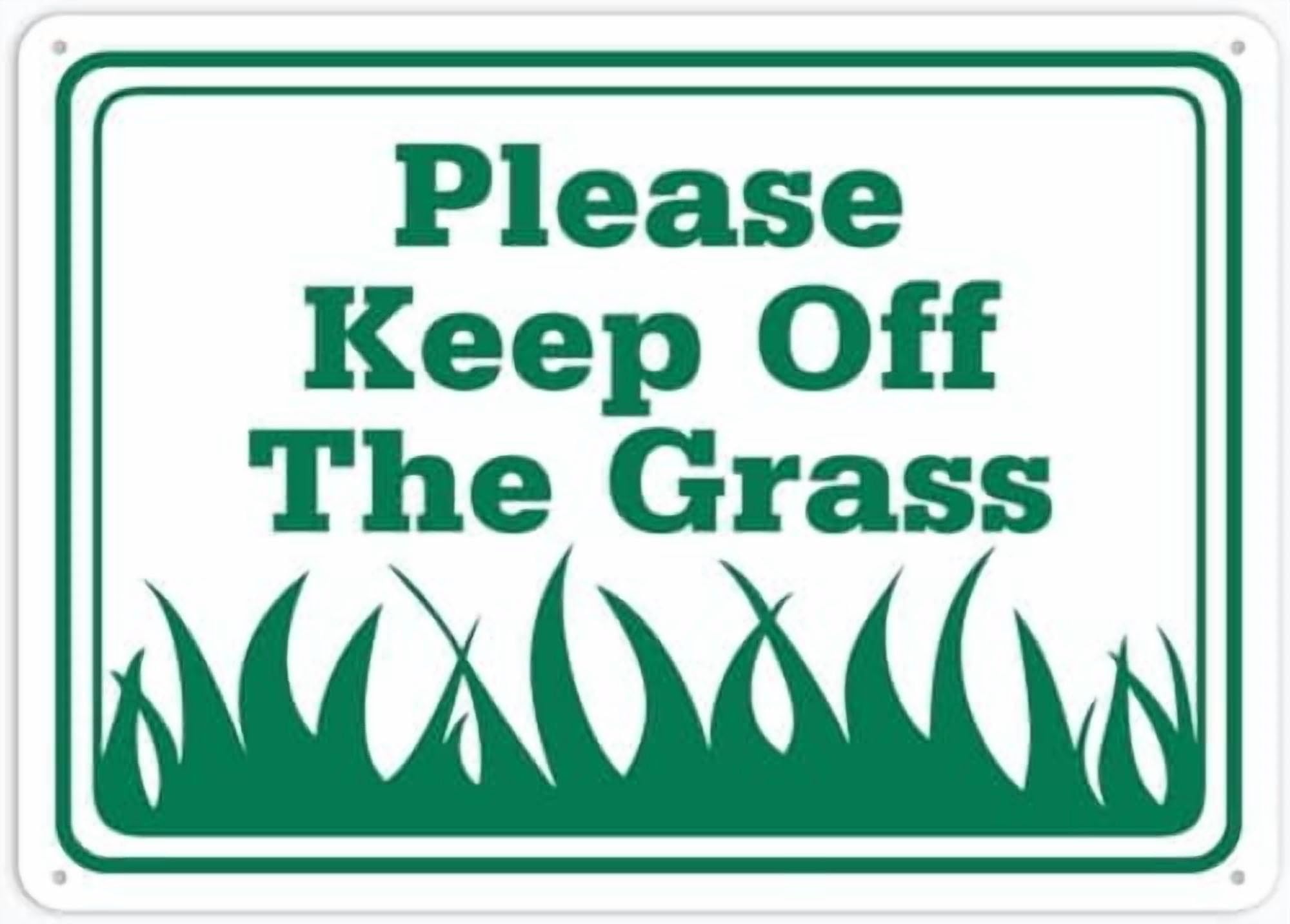 (2-Pack) Metal Tin Sign Please Keep Off The Grass Sign 8 X 12 Inches Rust Free - Uv Protected,Weatherproof And Fade Resistant