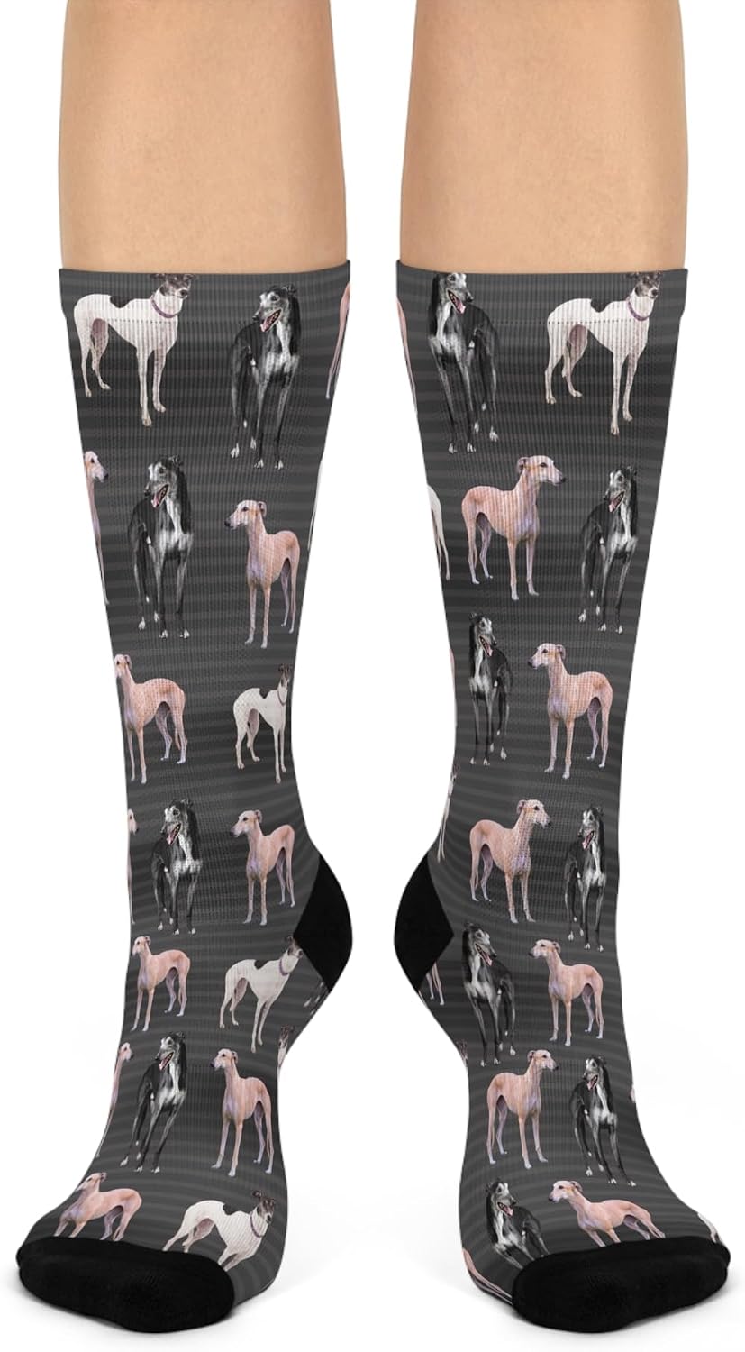 Greyhound Socks | Unisex, One Size, Mid-Calf, Crew | Stretchy, Comfortable | Greyt Dogs Hounds