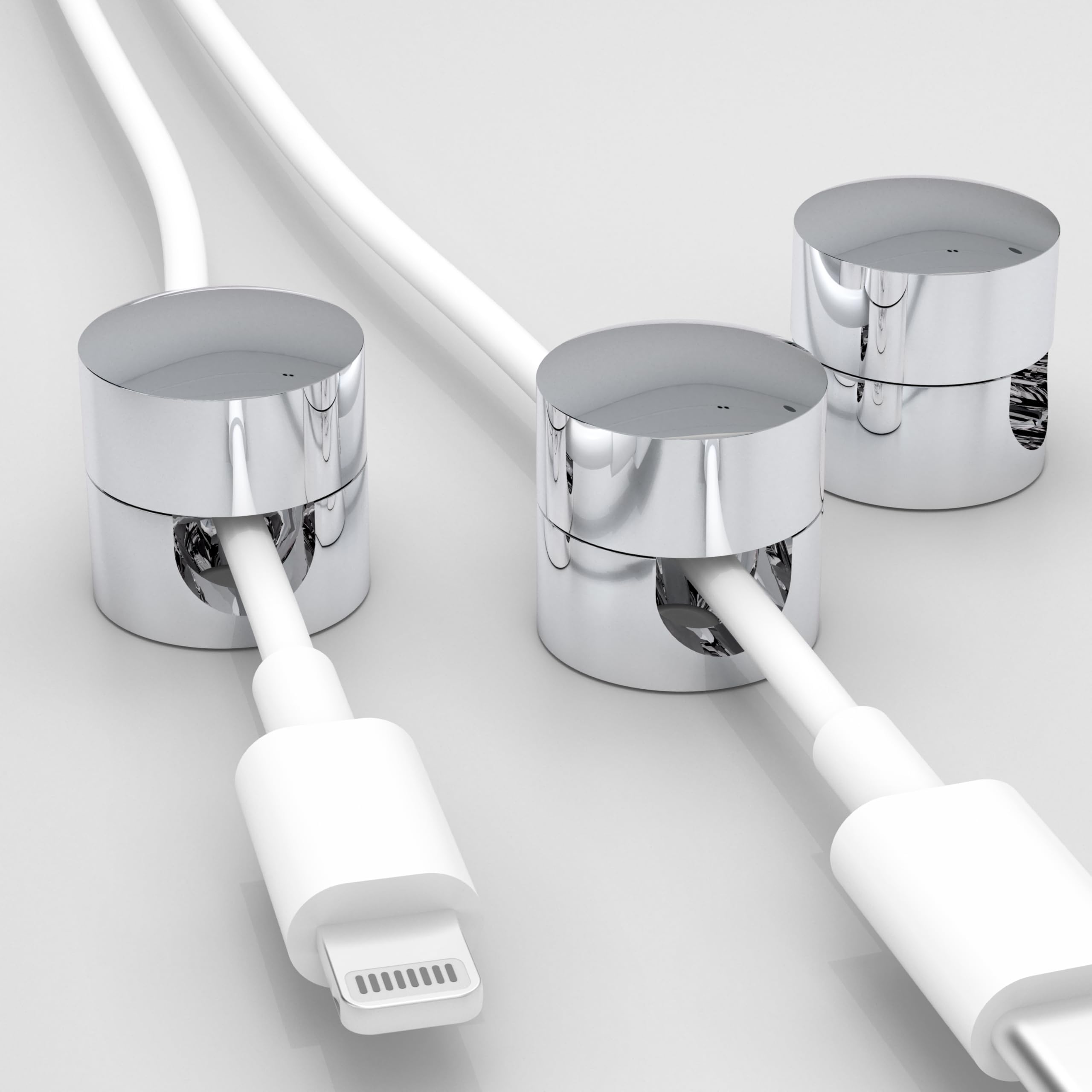 Gun Metal Cord Holder,Cable Anchors for Cable, Premium Aluminum Wire Organizer, Adhesive Screw 2-in-1 Cord Clips, Charger Cable Management Clip, Stylish, Sturdy, Practical | (3 Pcs) (Silver)