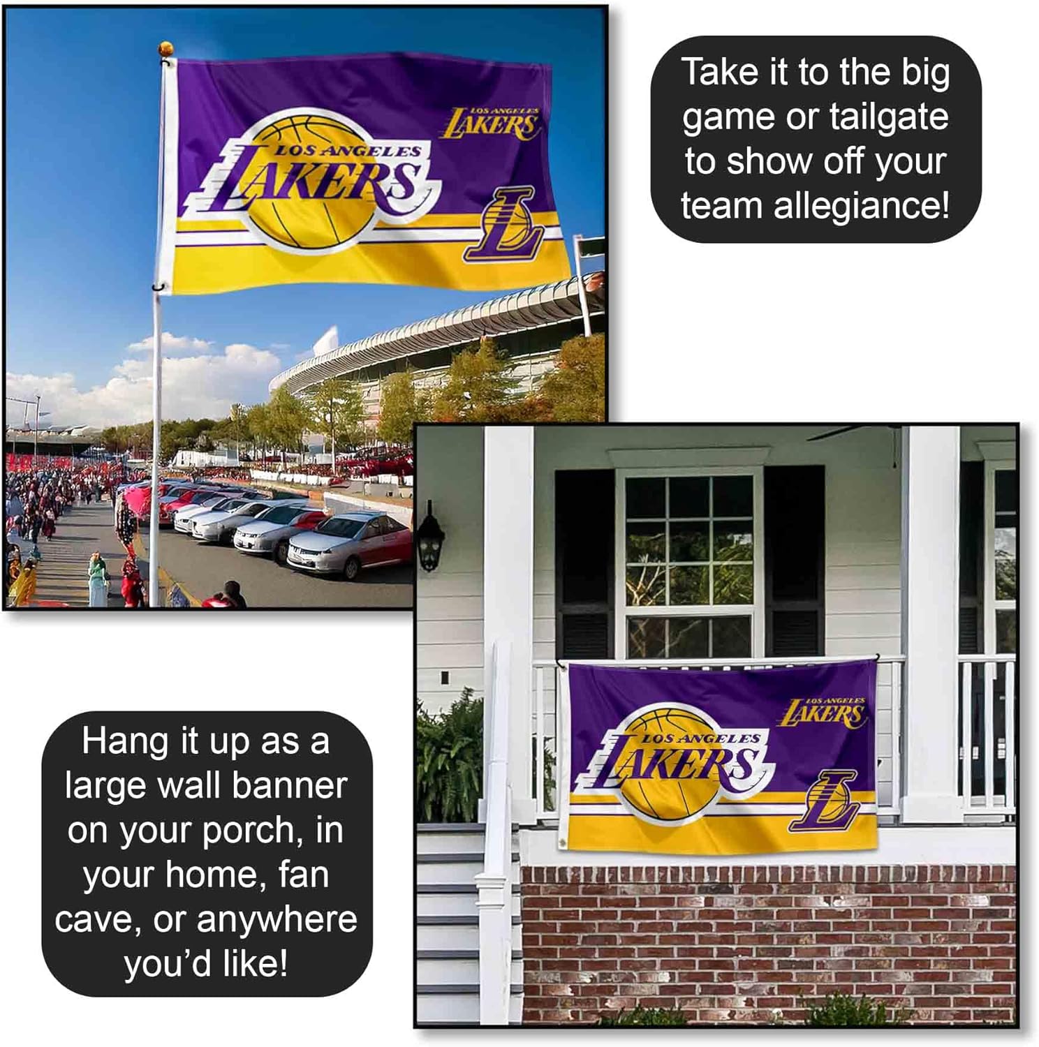 Los Angeles Lakers Dual Logo Indoor Outdoor Flag Banner - Image 4