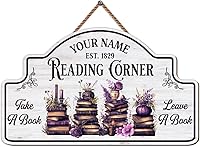 Vista 26 de Artsy Woodsy Letrero de madera de esquina de lectura personalizado (no tallado o neón), placa de pared, decoración de Book Nook Club Room Hideaway 03