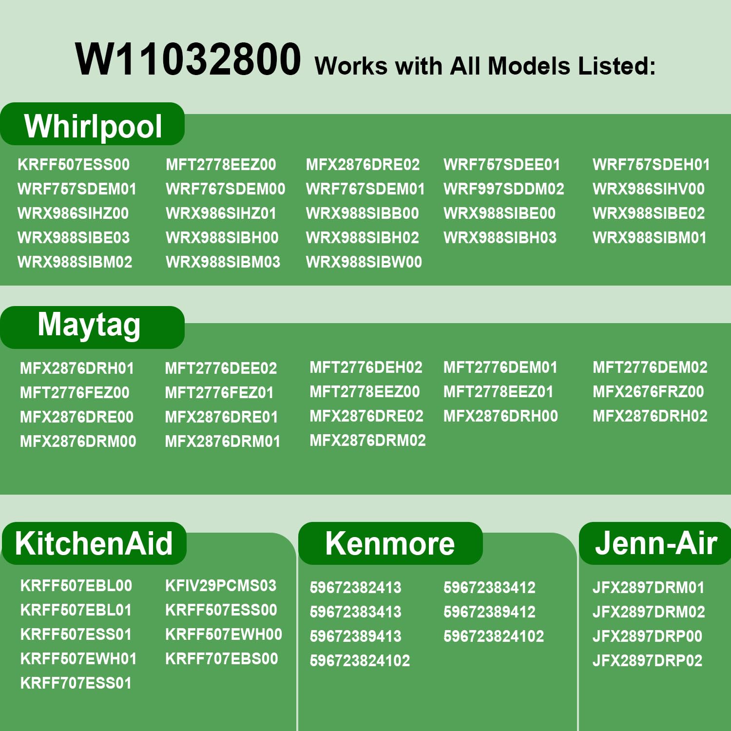 W11032800 Evaporator Fan Motor for Whirlpool KitchenAid Maytag Kenmore JennAir Refrigerator, Replace W10728094 4461668 AP6038340 PS11770336 EAP11770336 DLB5985WPEC Fridge Freezer Fan Motor