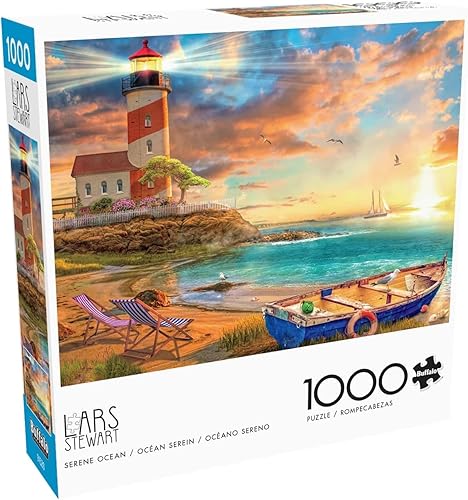 Buffalo Games - Lars Stewart - Serene Ocean - Rompecabezas de 1000 piezas para adultos, rompecabezas desafiante perfecto para noches de juego -
