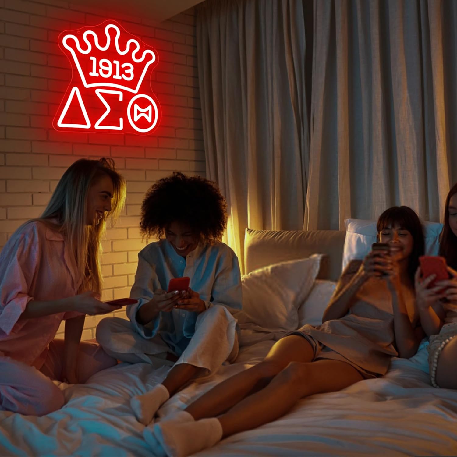 Sorority 1913 Neon Sign for Wall Decor Dimmable Sorority 1913 Neon Light Suitable for Gathering Party Living Room Bedroom Birthday Gift for College Students Light Up Sign for College Size11.8*11.2In(P142)