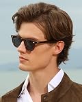 CARFIA Retro Acetate Polarized Sunglasses for Men UV400 Protection, Round Shades with Gold Filigree CA5506
