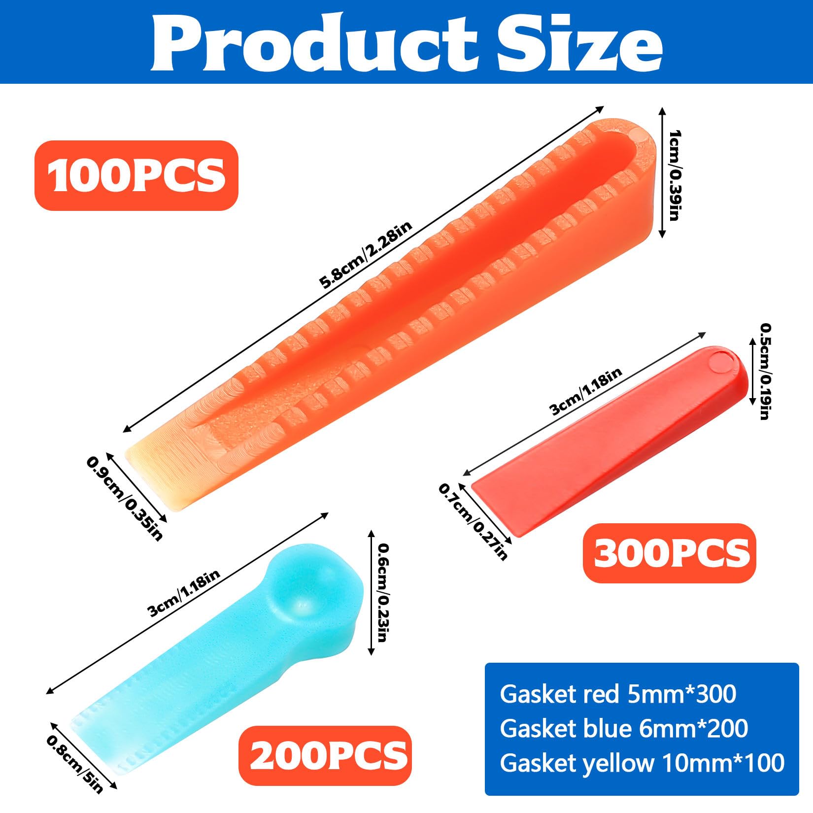 600 Pz Distanziatori per Piastrelle, Livellatori per Piastrelles, Cunei Per Piastrelles, Cunei di Montaggio in Plastica Riutilizzabili per Bagno Cucina Terrazzo(30x7x0-5mm, 30x8x0-6mm, 58x9x0-10mm)