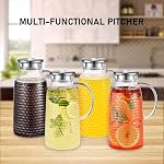 Pitcher, 2.4 L Water Pitcher, Juice Jug Ice Tea Pitcher, Glass Pitchers with Stainless Steel Lid, Heat Resistant Glass, Jug for Homemade Cold/Hot Tea Juice Milk Coffee, Easy Clean