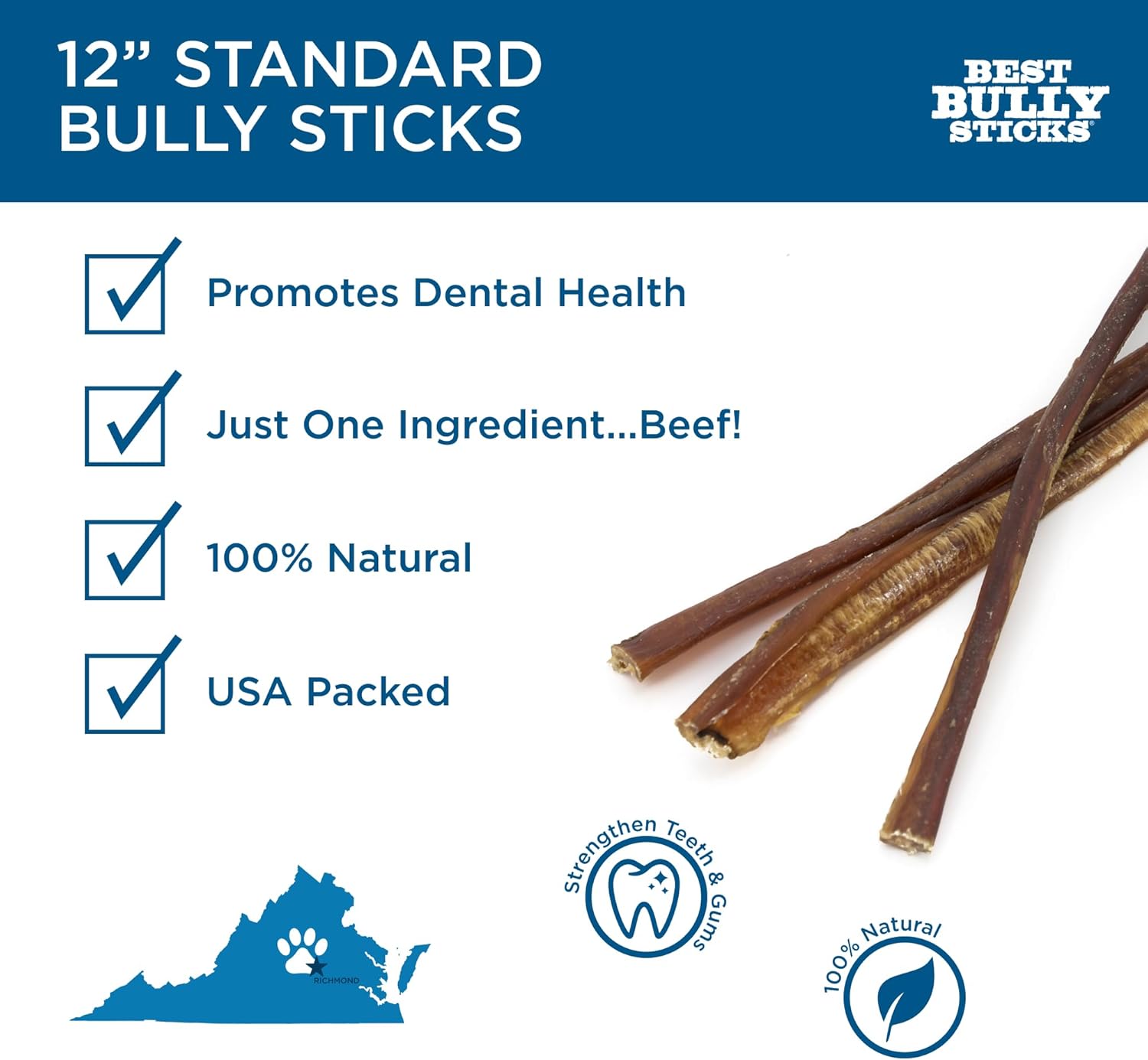 Best Bully Sticks 12 Inch Bully Sticks for Dogs - 12 Count (Pack of 1) - Natural, Easily Digestible, Grass-Fed Beef, Grain and Rawhide Free - Image 2