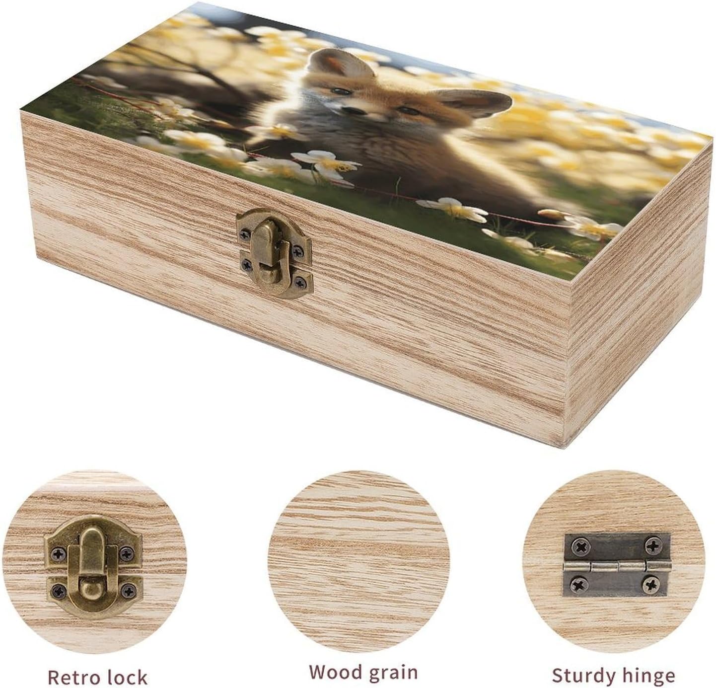 Animal in Spring Wooden Storage Box 7.9" X 3.9" X 2.3" image 3