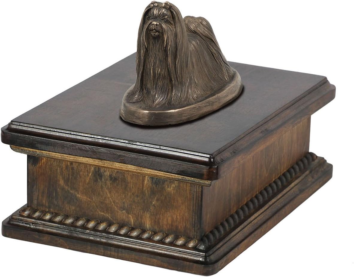 Art-Dog Custom Dog Mama Sitting Statue Memorial Urn - Handmade Cold Cast Bronze on Birch Base – Sturdy and Stylish Urn for Dog’s Ashes – 24,5x29x21cm – 5l – German Shepherd