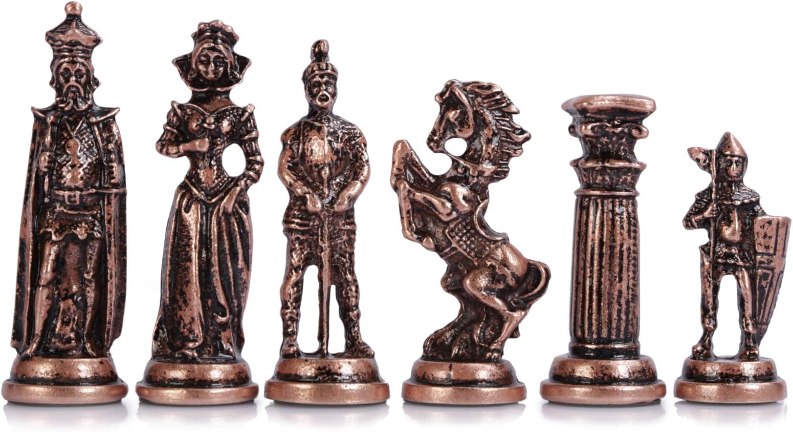 (Without Board) Medieval British Army Antique Copper Handmade Cool Chess Pieces King 3.5 inc (Only 32 Chess Pieces)