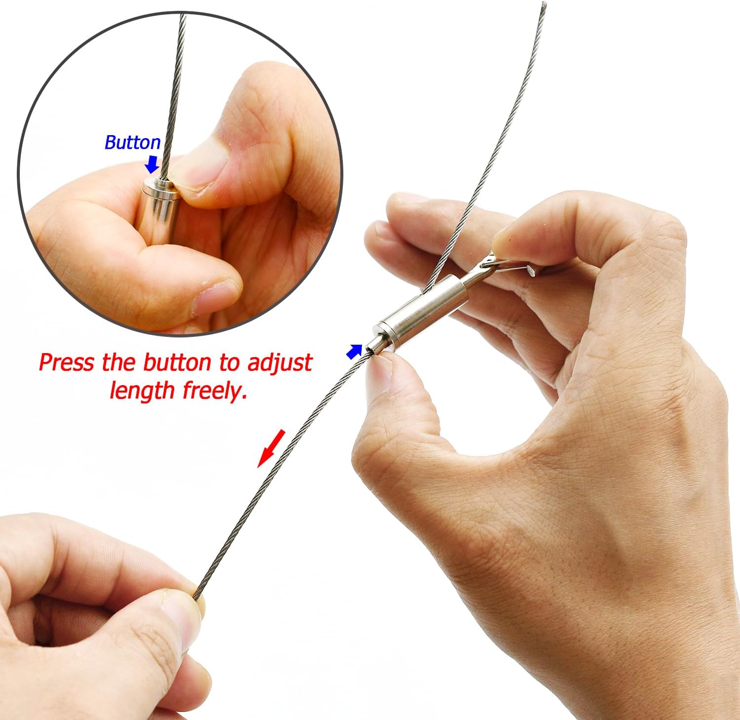 2 Kit Adjustable Picture Hanging Wire Heavy Duty Supports 50 lbs, 2m x1.5mm Hanging Wire with D-Ring Heavy Duty, Hanging Hardware for Hanging Picture, Mirror, Light Lamp, Basket