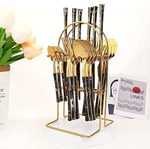 Miniatura 7 de snplowum 1 soporte de cubiertos dorado, soporte de cubiertos de acero inoxidable, estante de almacenamiento de vajilla colgante de cocina, capacidad